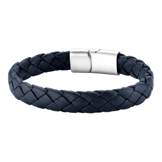 Armband Leder geflochten (navy)