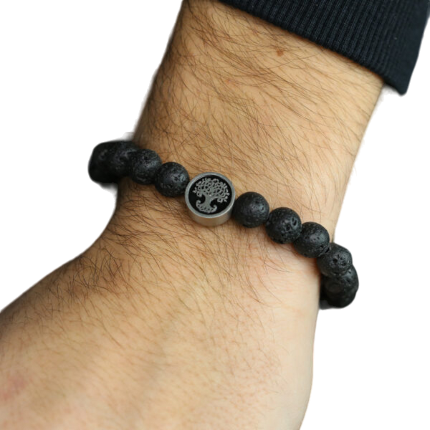 Armband Lavaperlen Stahl 8mm (schwarz)