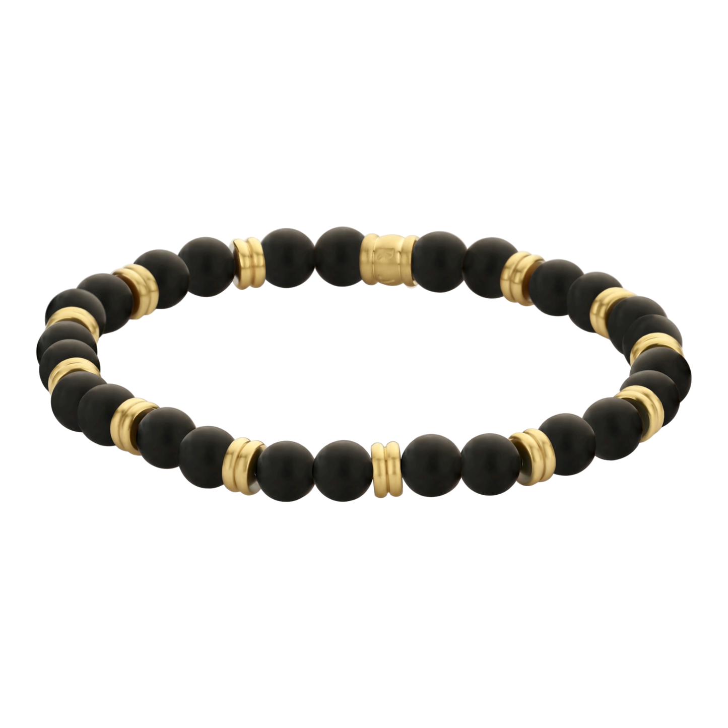 Armband Perlen Stahl 6mm (schwarz-gold)